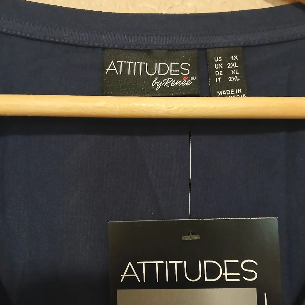 Attitudes by Renee Blue Embellished Relaxed Tee - Picture 4 of 6